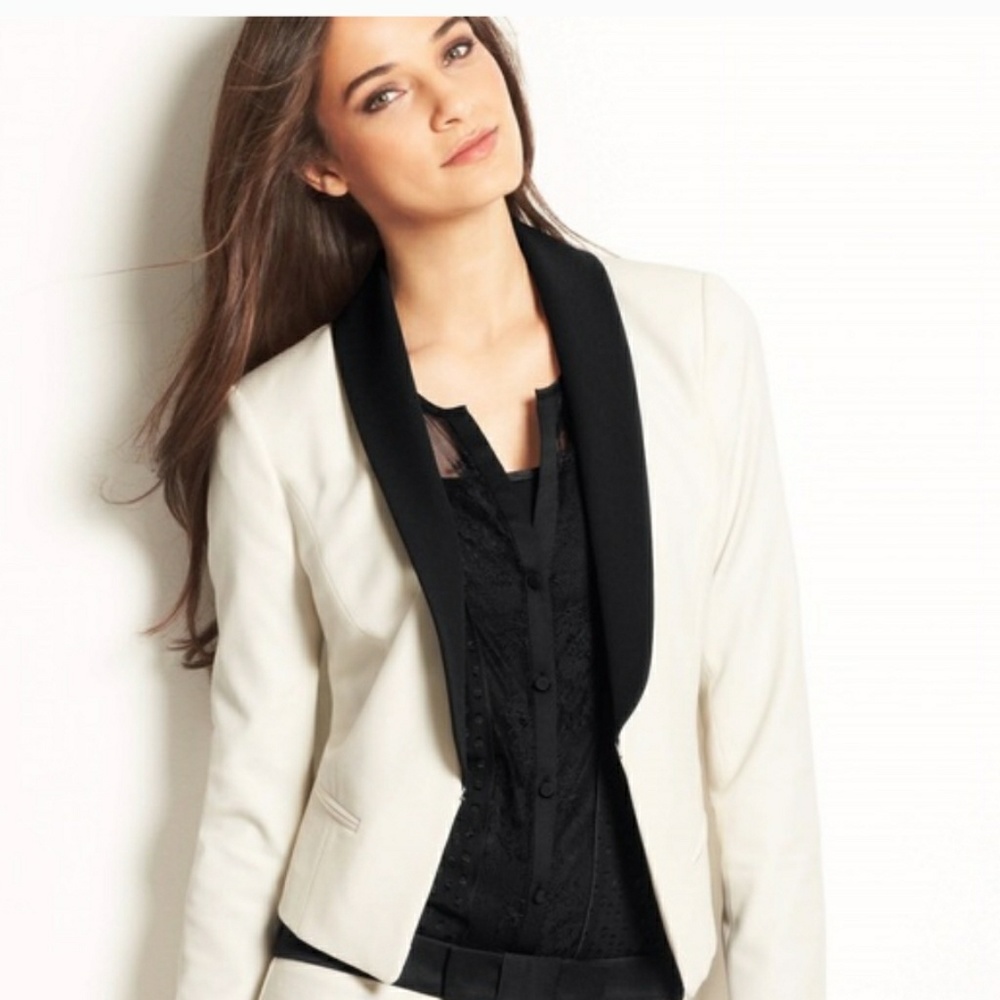Ann Taylor white tuxedo jacket
